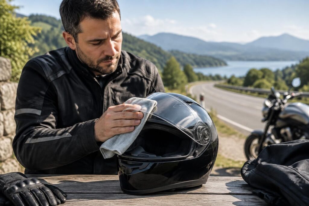 Bien entretenir sa visière pour bien voir la route