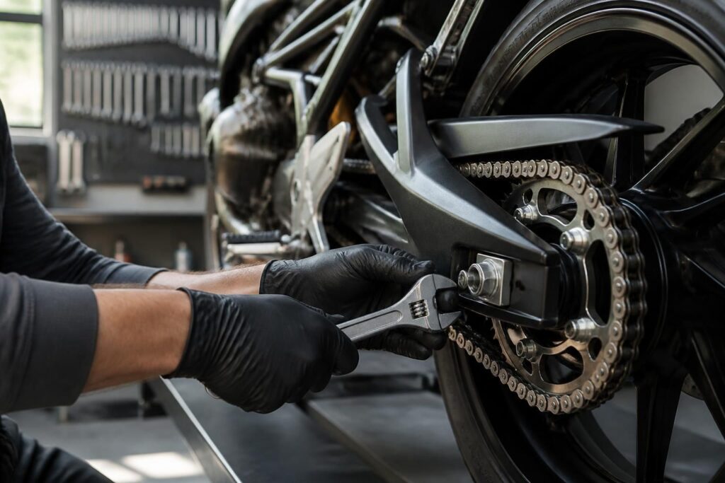 Régler la tension de sa chaîne de moto soi-même