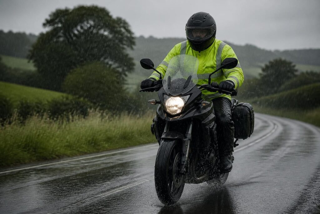 Rouler à moto sous la pluie : équipement et conseils